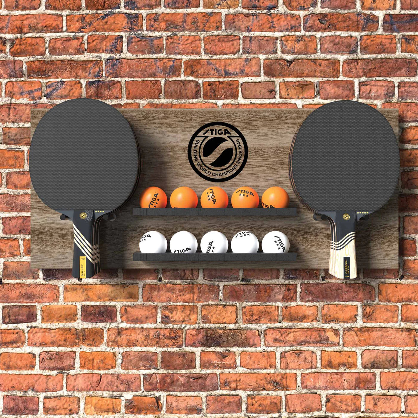 STIGA Ping Pong Storage Wall Rack (Brown)