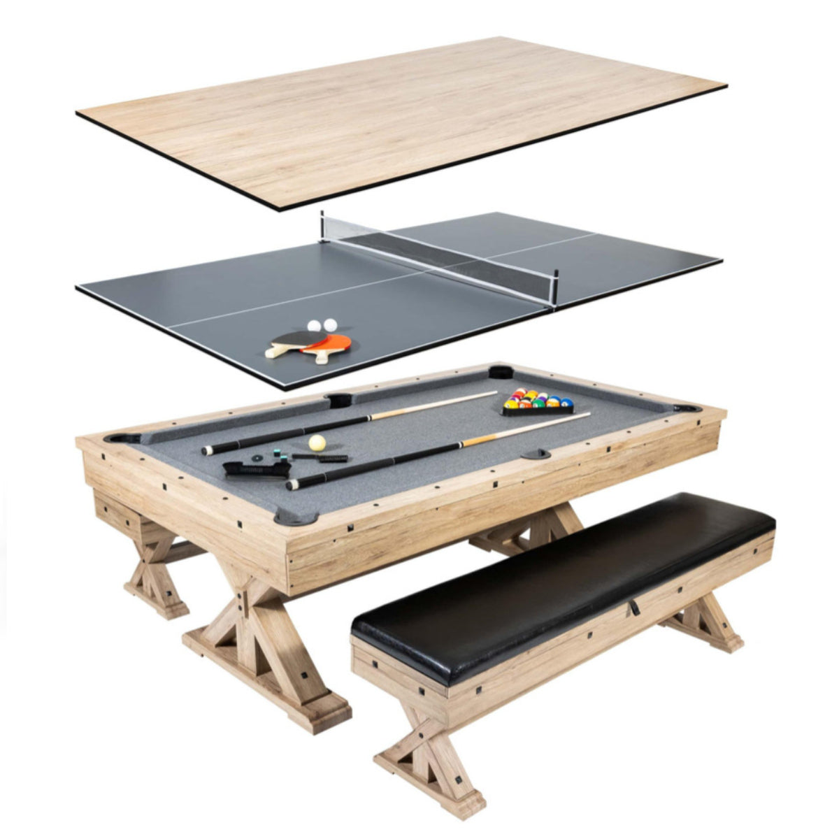 Freetime Fun 7ft. 3-in-1 Rockford Conversion Game Table