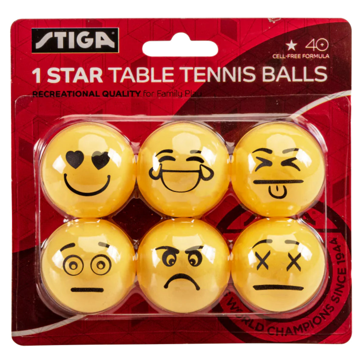 STIGA 1-Star Emoji Table Tennis Balls (6 Pack)